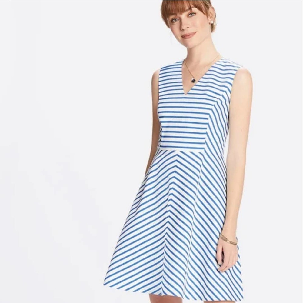 Draper James Sailor Neck Blue & White Striped Dress Size 10